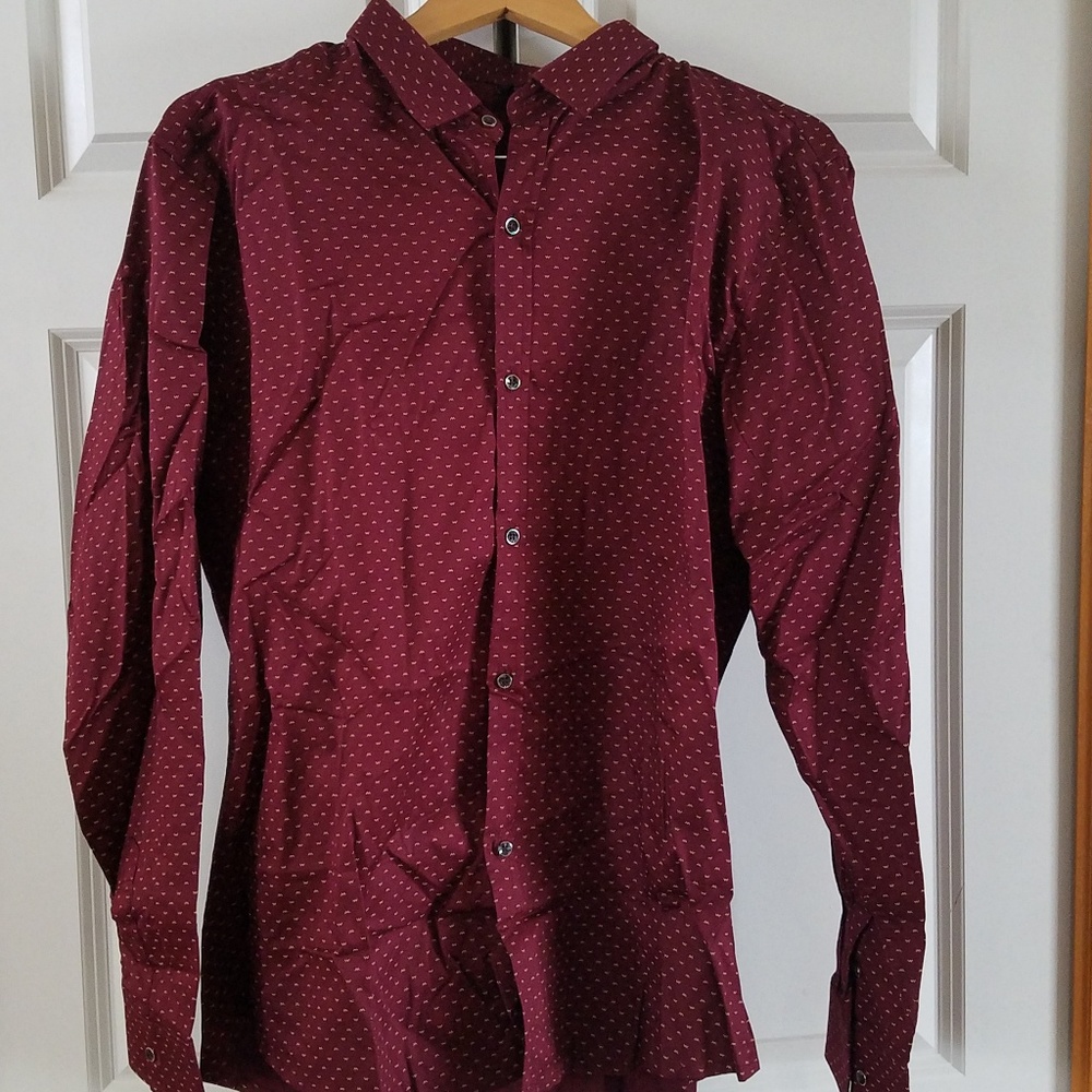 Mens maroon and gold button down